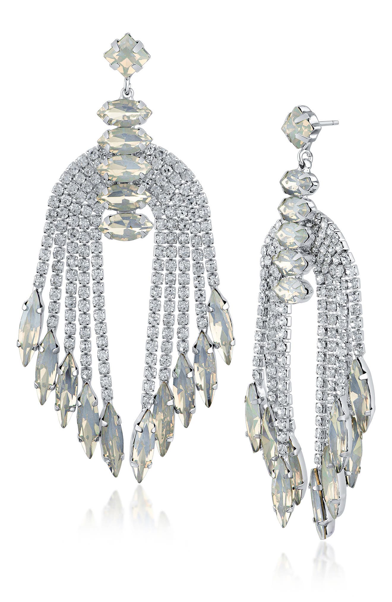 JARDIN Silver-Tone Crystal Fringe Earrings