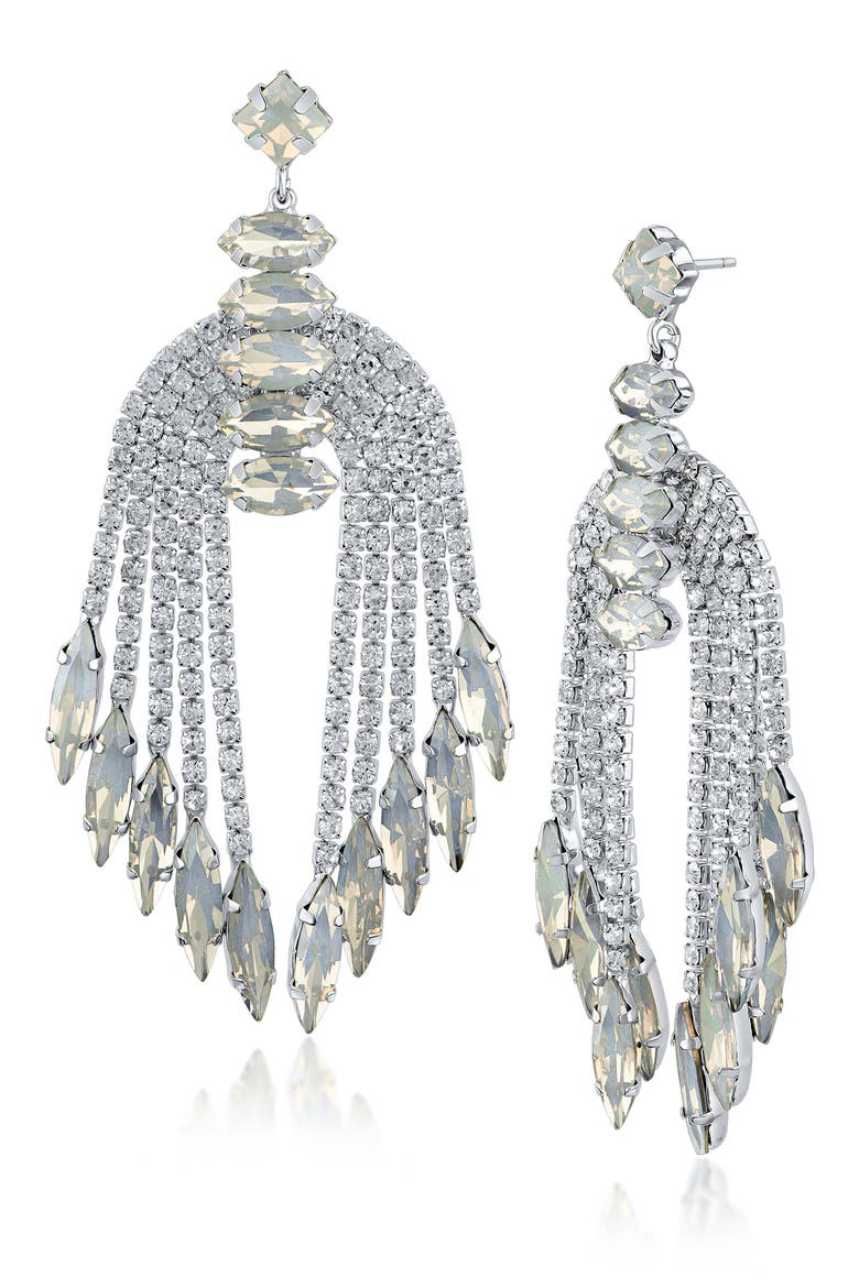 Silver-Tone Crystal Fringe Earrings (Nordstrom Exclusive), Main, color, WHITE/CLEAR/SILVER