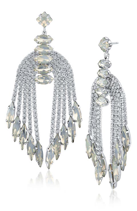 Silver-Tone Crystal Fringe Earrings