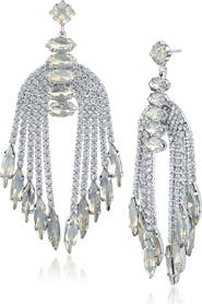 JARDIN Silver-Tone Crystal Fringe Earrings