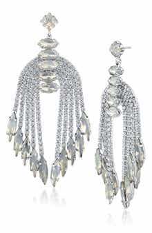 JARDIN Silver-Tone Crystal Fringe Earrings