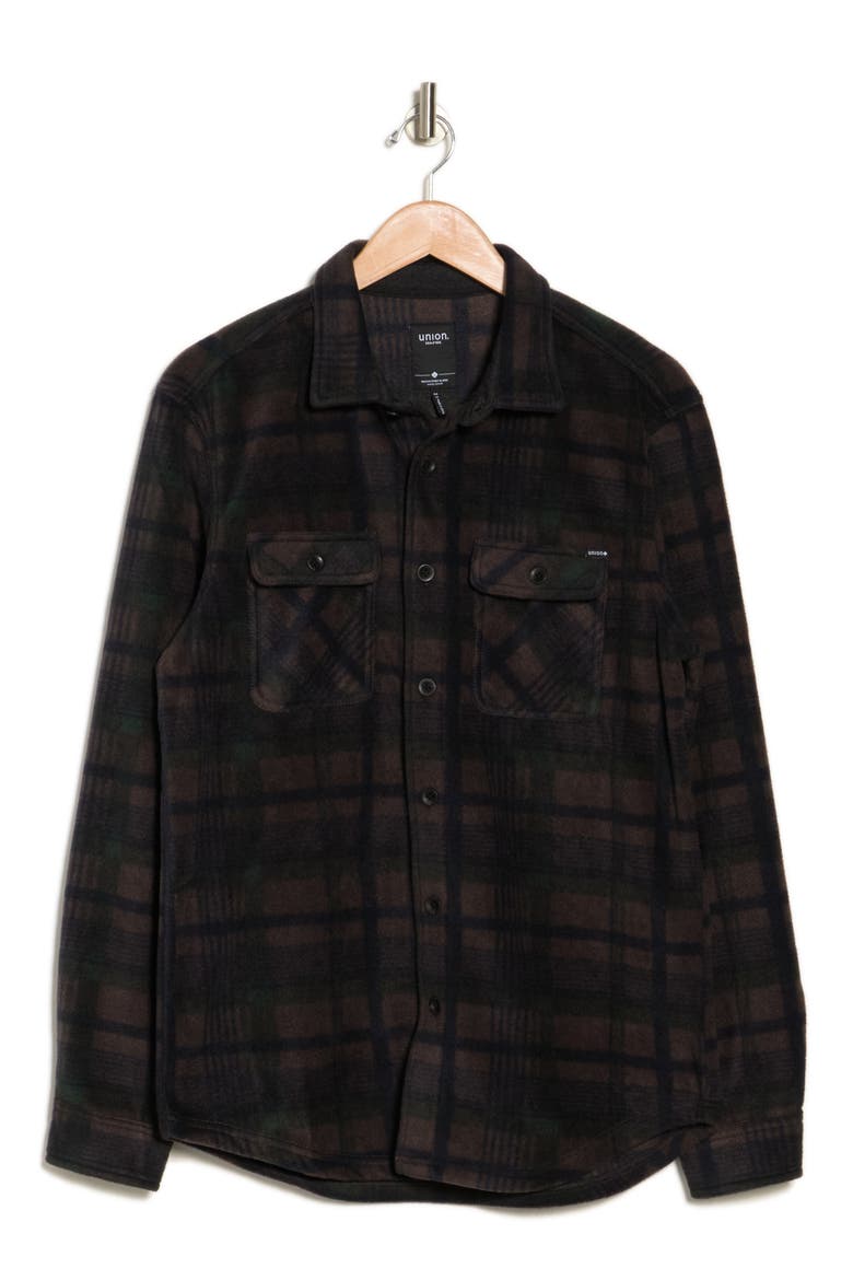 Cascade Buffalo Plaid Microfleece Button-Up Shirt, Alternate, color, FLINT