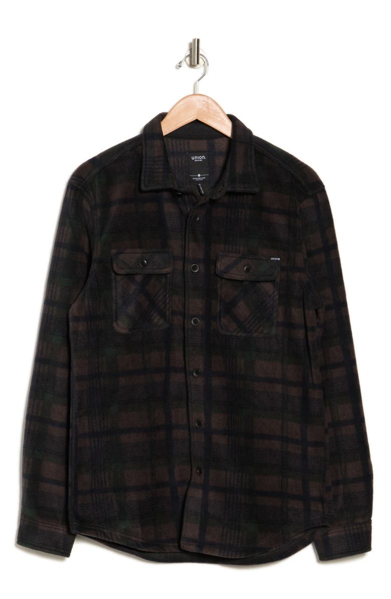 Union Cascade Buffalo Plaid Microfleece Button-Up Shirt, Alternate, color, Flint