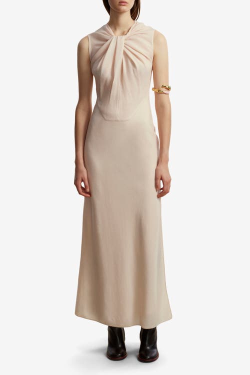 Marina Moscone Lightweight Wool Twist Panelled Dress in Rose Quartz 