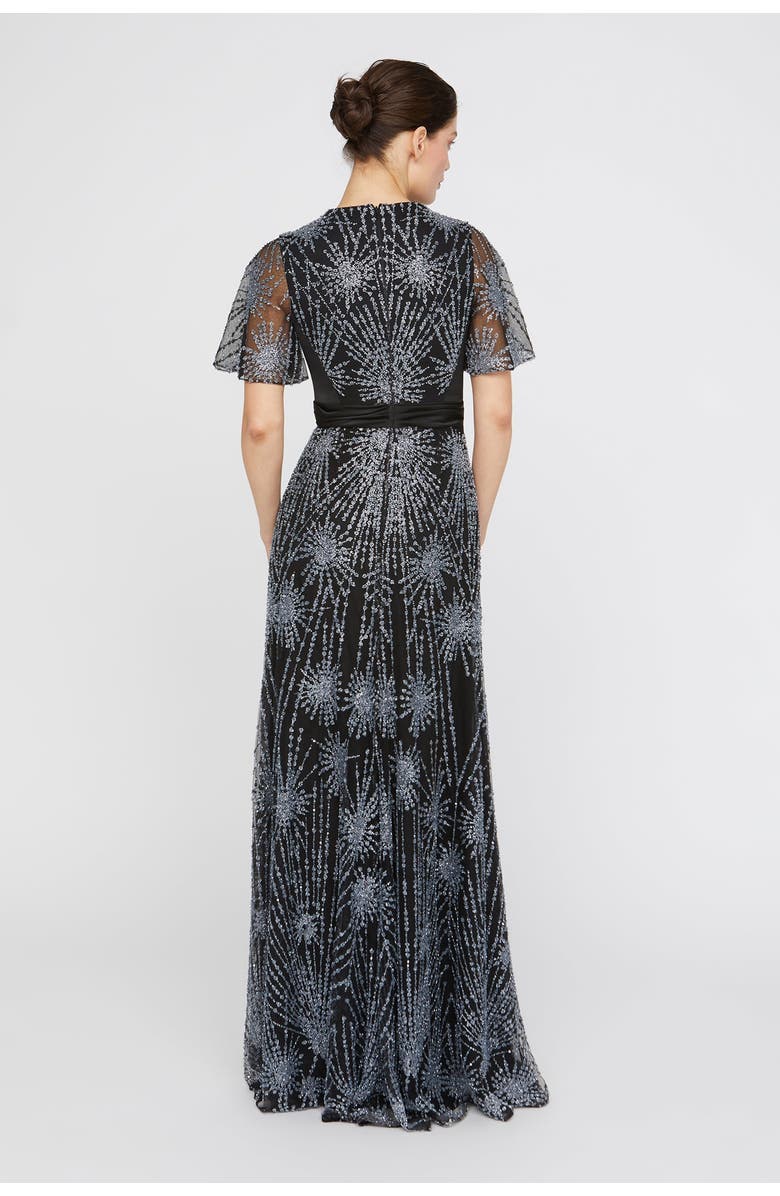 Theia Lavina Beaded Gown, Alternate, color, Black / Silver