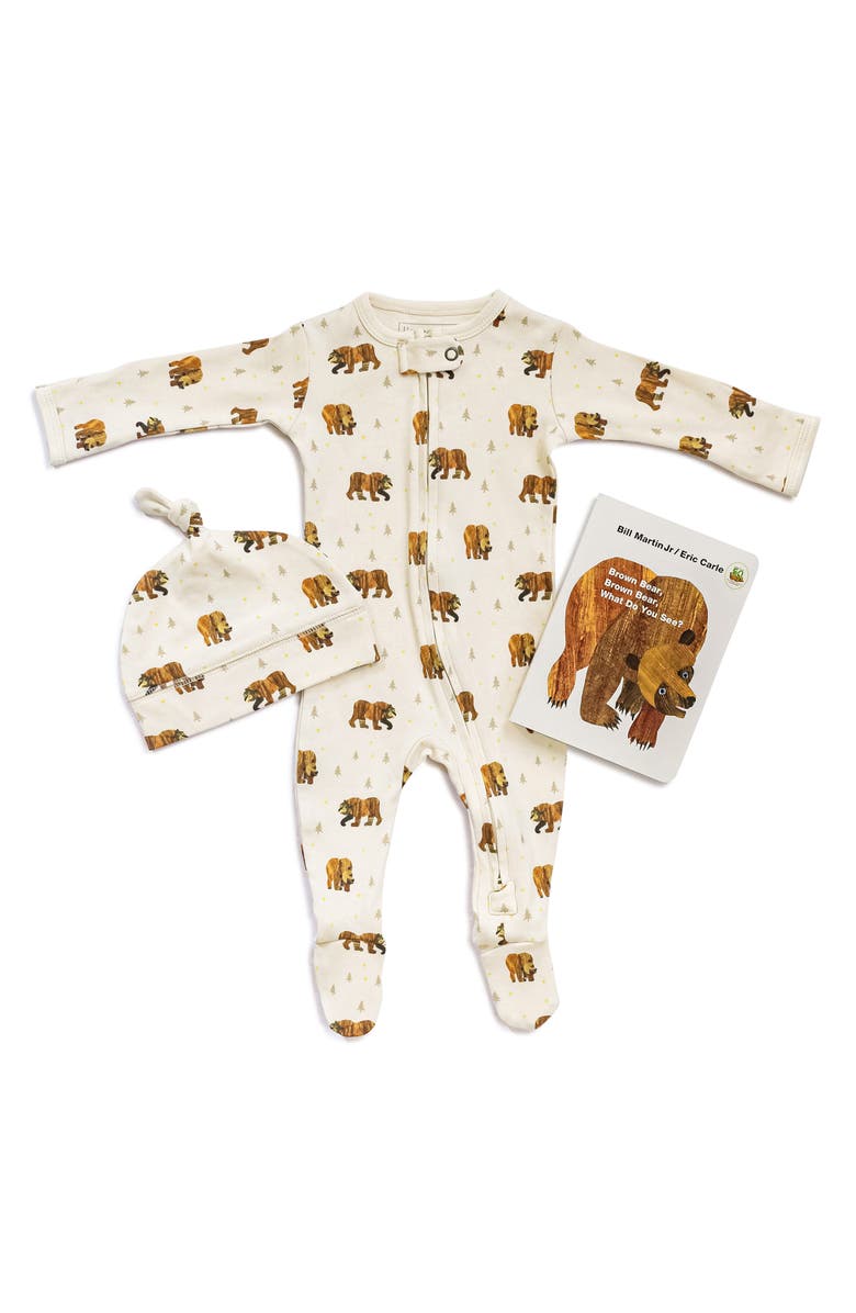 L'ovedbaby x 'The Very Hungry Caterpillar'<sup>™</sup> Fitted One-Piece Organic Cotton Pajamas, Alternate, color, Brown Bear