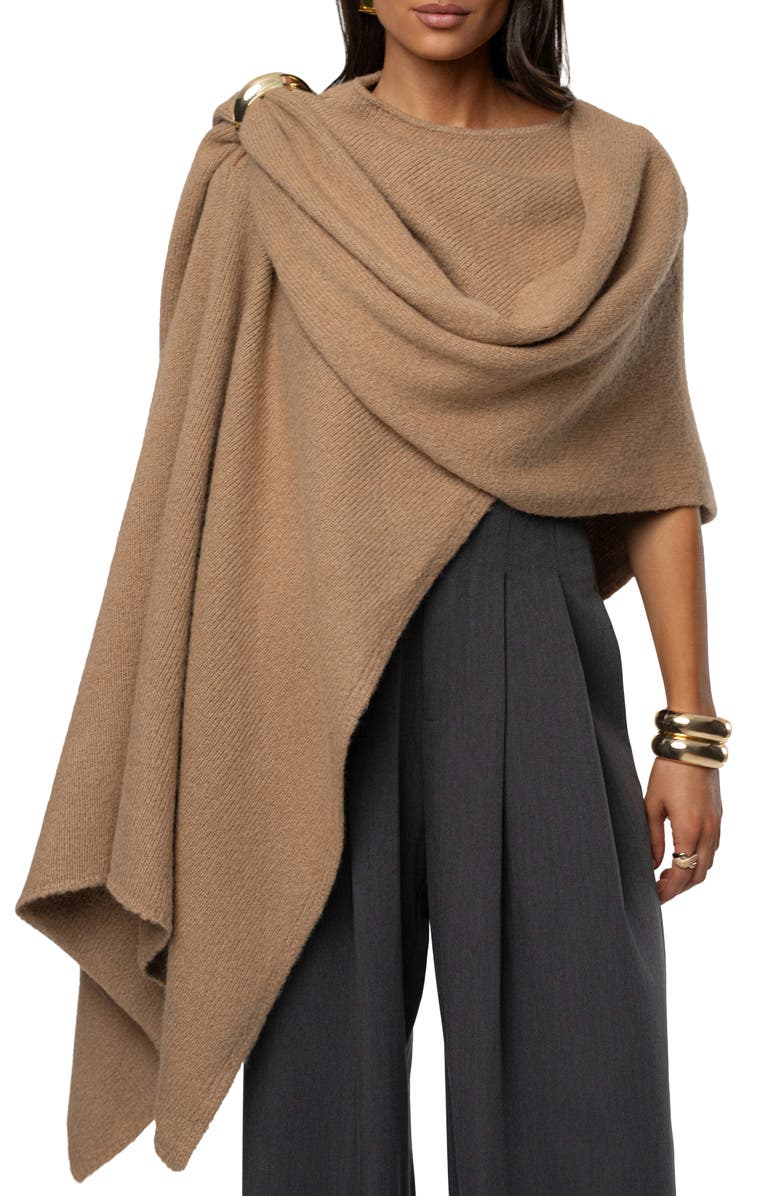 JLUXLABEL Radiance Knit Shawl, Main, color, Taupe