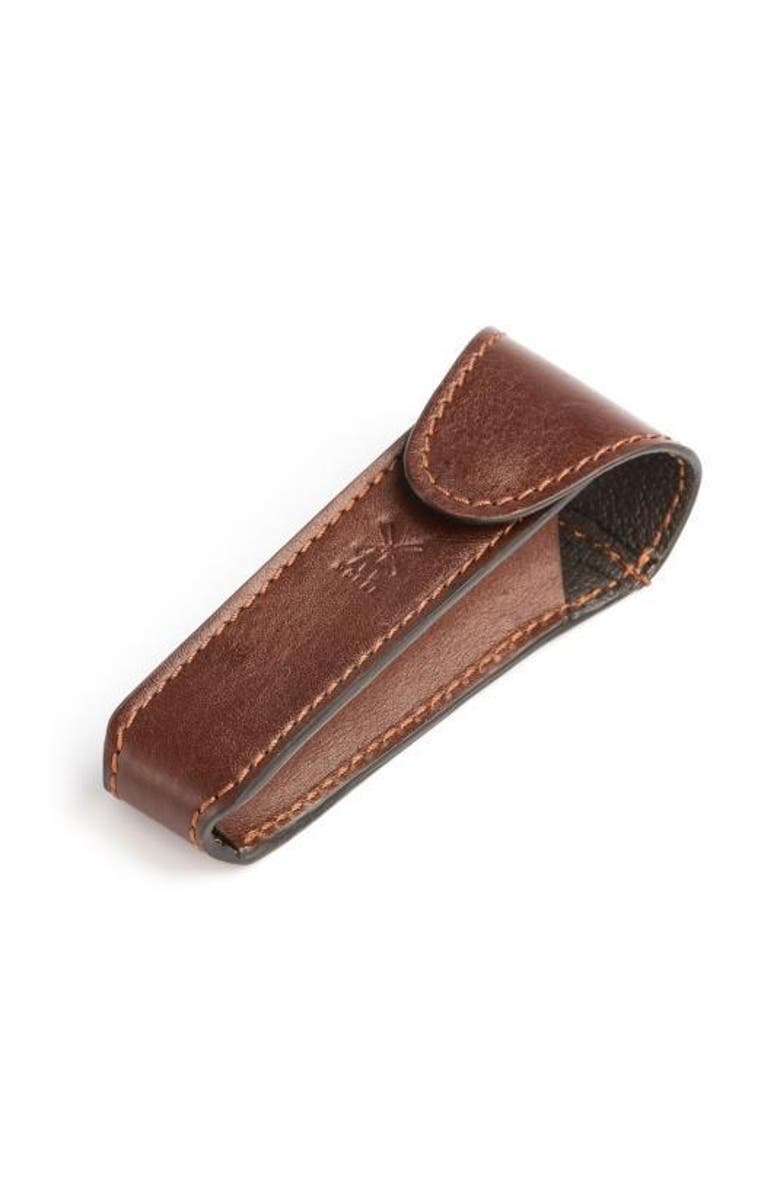 MÜHLE Brown Leather Safety Razor Travel Pouch, Main, color, Brown
