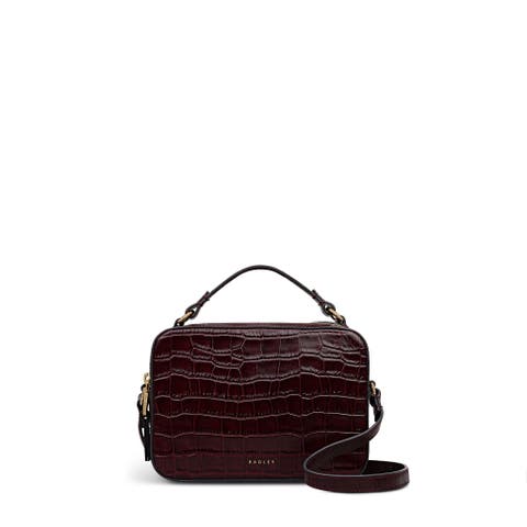Hadley Lane Faux Croc Medium Ziptop Crossbody Bag