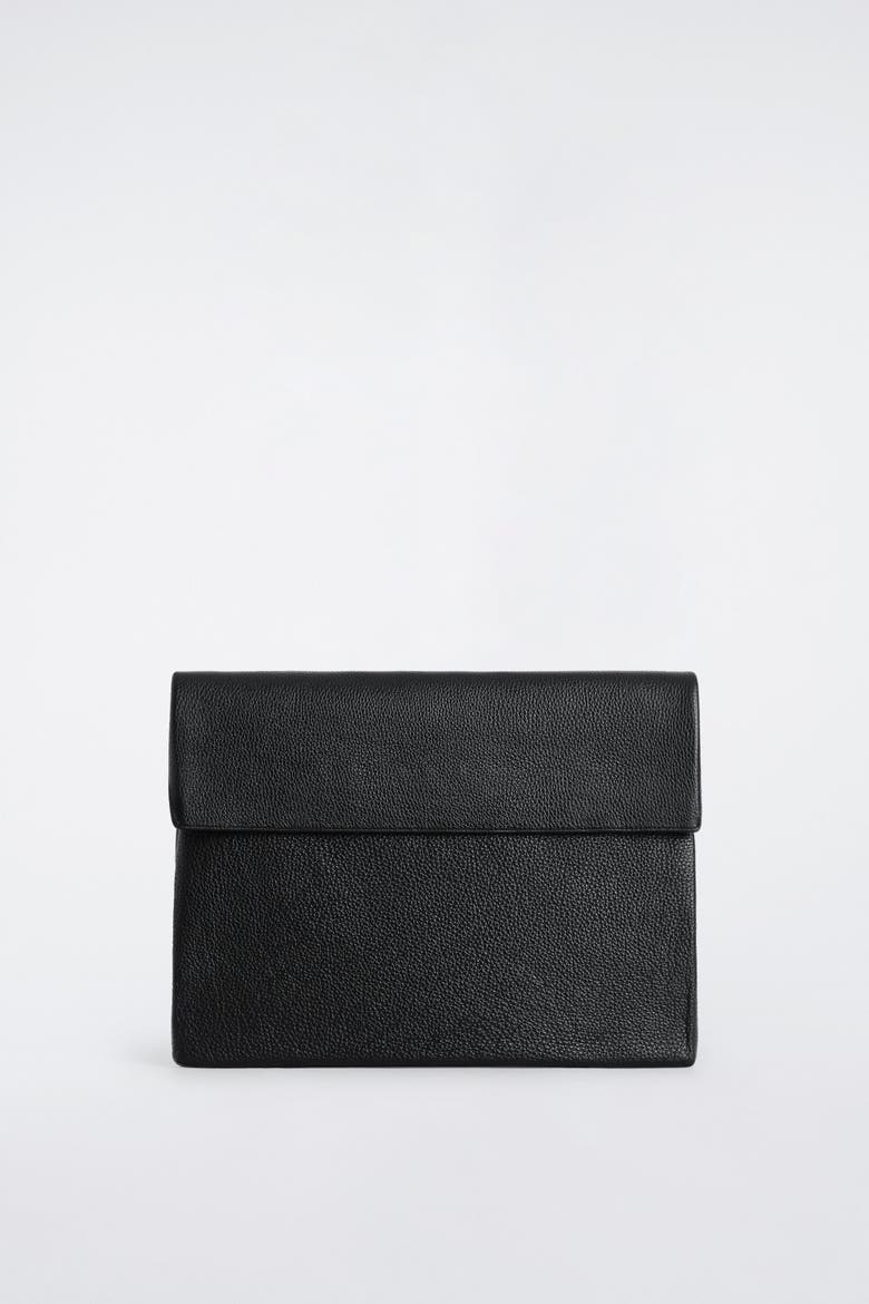 Envelope Laptop Sleeve - Leather, Main, color, BLACK
