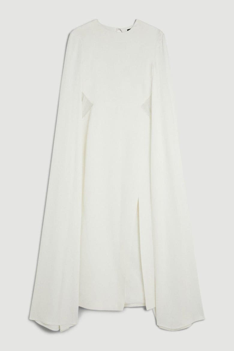 Cape Mesh Midi Dress, Alternate, color, Ivory