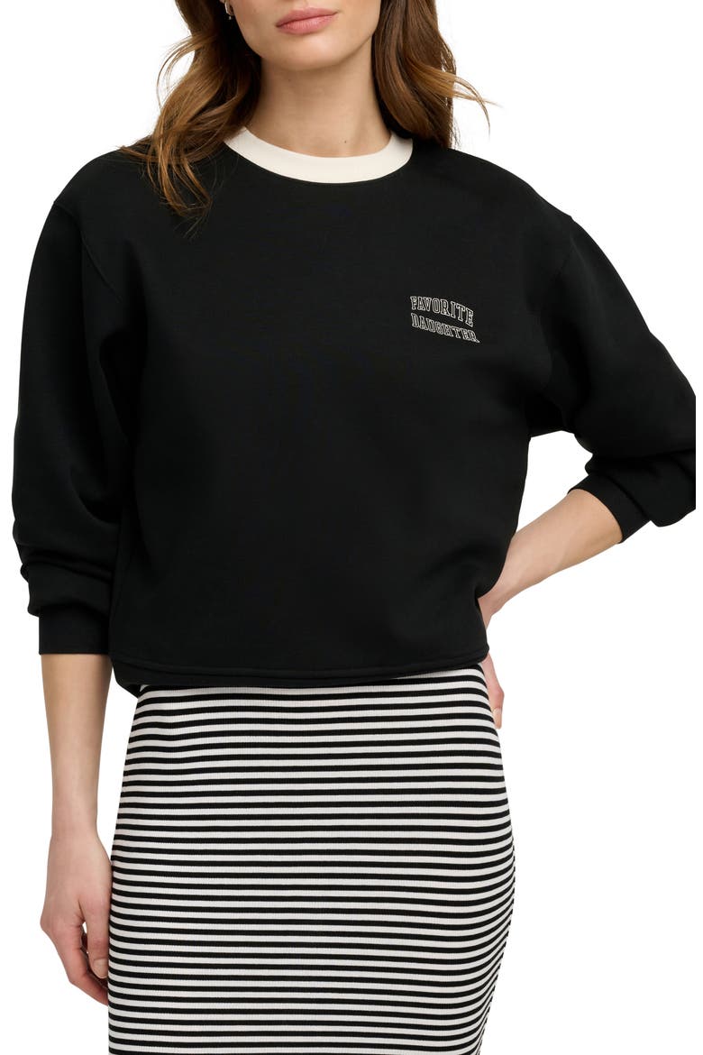 Collegiate Cotton Blend Sweatshirt, Main, color, BLACK/ IVORY