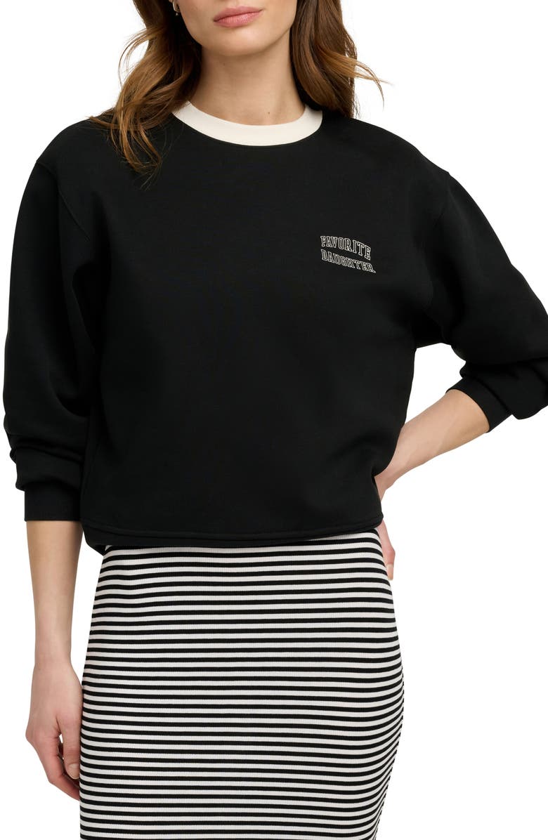 Favorite Daughter Collegiate Cotton Blend Sweatshirt, Main, color, Black/ Ivory