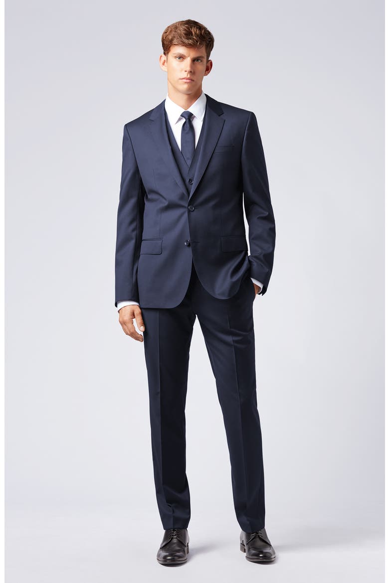 Gibson CYL Flat Front Solid Slim Fit Wool Dress Pants, Alternate, color, DARK BLUE