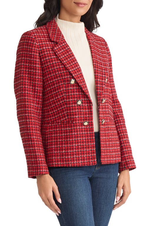Jones New York Tweed Faux Double Breasted Jacket In Multi