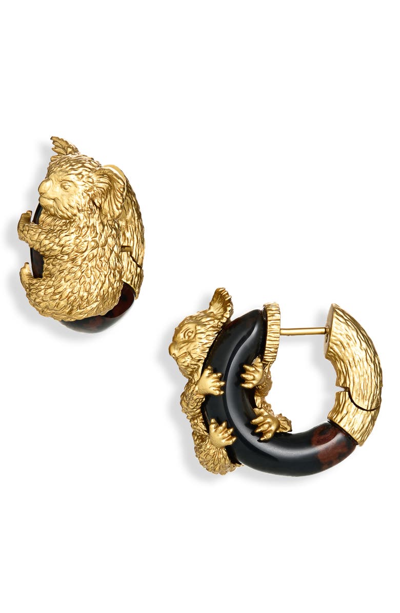 Zimmermann Mira Koala Hoop Earrings, Main, color, Gold/ Red