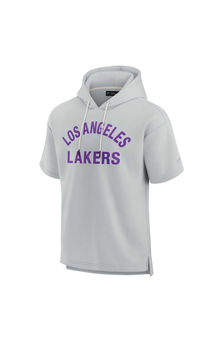 Fanatics Signature Unisex Fanatics Signature Gray Los Angeles Lakers Elements Super Soft Fleece Short Sleeve Pullover Hoodie, Alternate, color, 