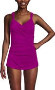 Lands' End SlenderSuit V-neck Skirted Low Leg One Piece