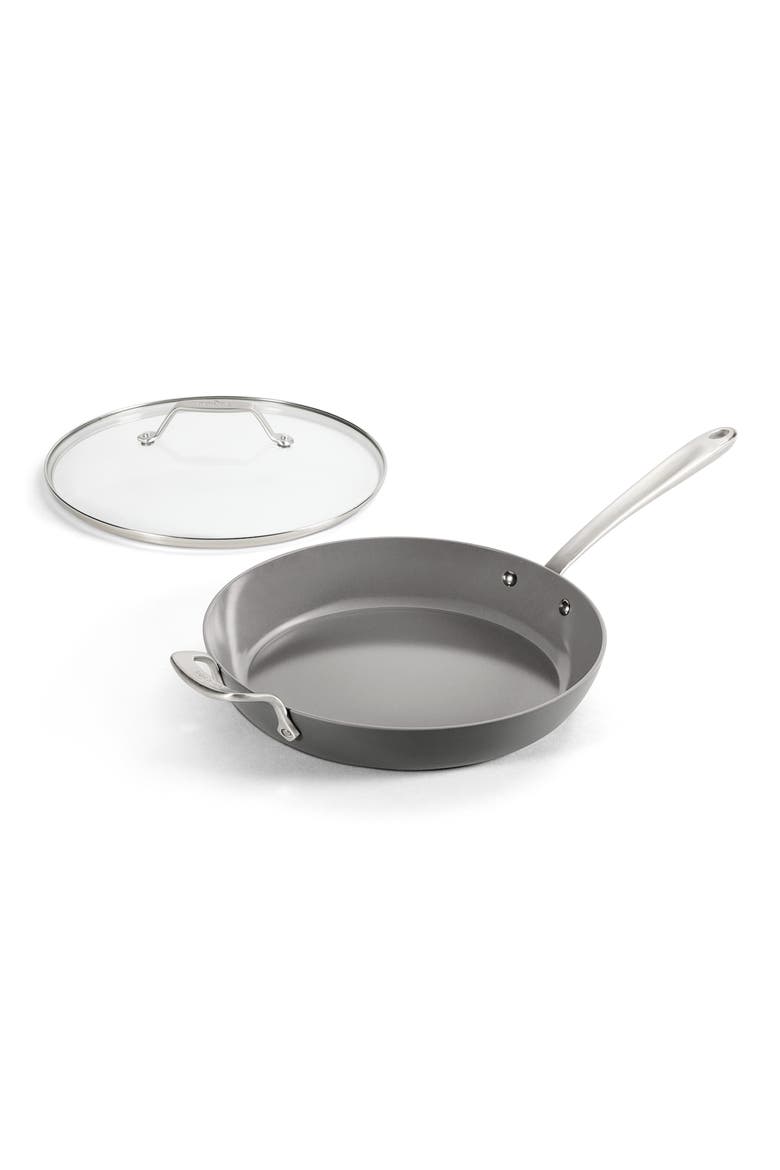 HA1 12-Inch Ceramic Nonstick Fry Pan & Lid, Main, color, GRAY
