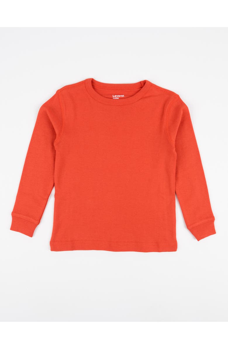 Leveret Kids Long Sleeve T-Shirt, 100% Cotton, Solid Colors, Main, color, Orange
