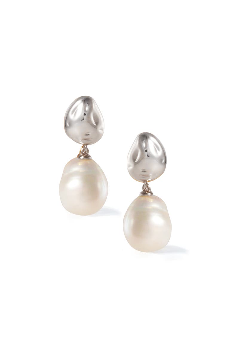 Eden Pearl Drop Earrings, Main, color, Silver