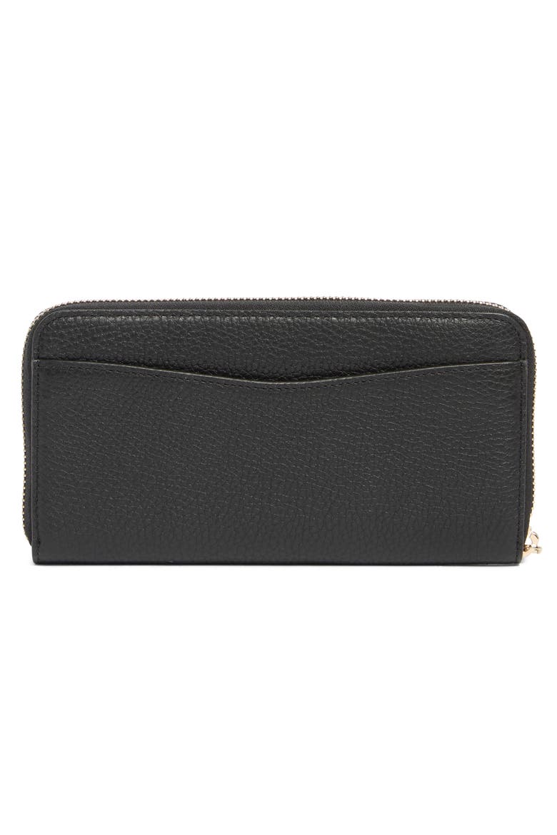 pebbled leather continental wallet, Alternate, color, BLACK