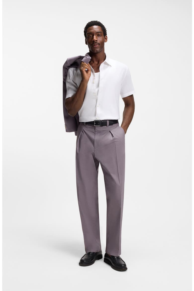 Short Sleeve Linen Blend Stretch Shirt, Alternate, color, WHITE