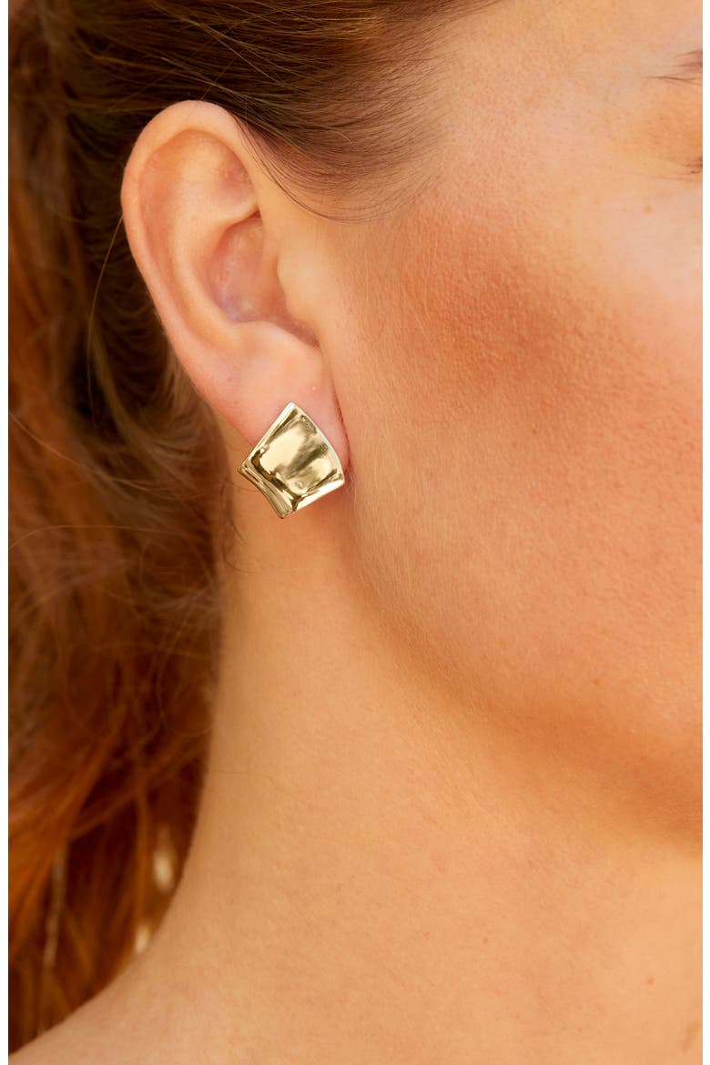 18K Yellow Gold Plated Sterling Silver Winged Stud Earrings, Alternate, color, YELLOW