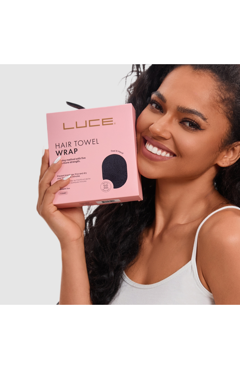LUCE BEAUTY Adjustable Hair Towel Wrap - Eco-Friendly and Ultra-Absorbent, Alternate, color, Black