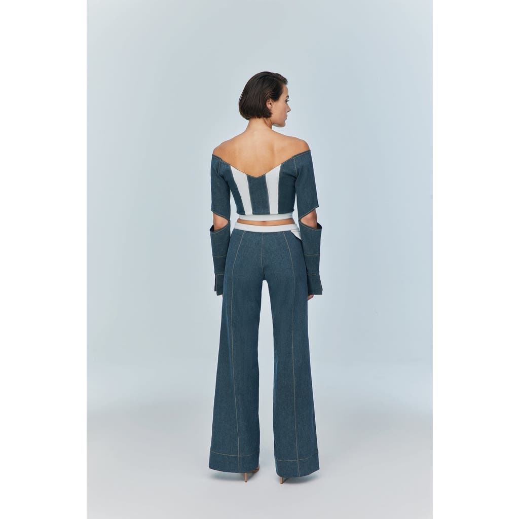 Jendue Monte Wide Leg Denim Jeans In Blue