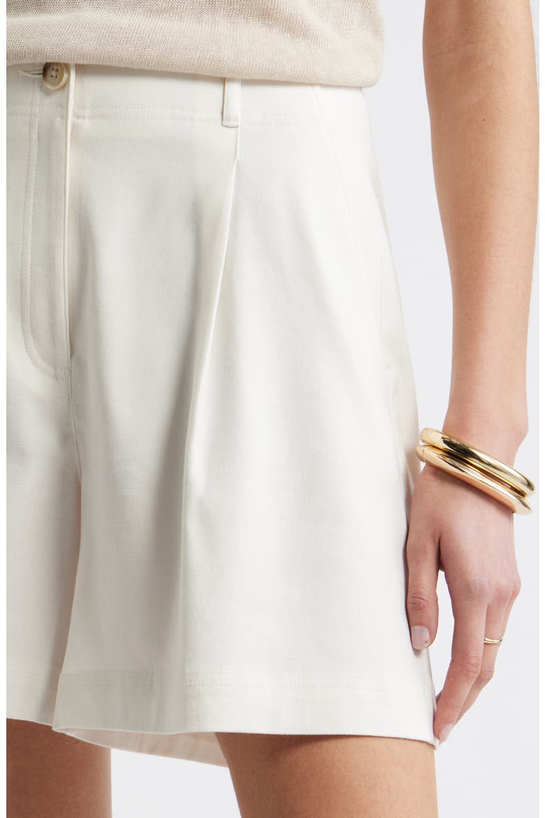 Pleated Linen Blend Shorts, Alternate, color, IVORY TOFU