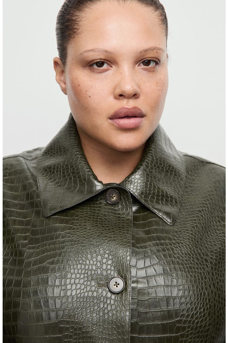Nilo Croc Embossed Faux Leather Jacket, Alternate, color, KHAKI GREEN