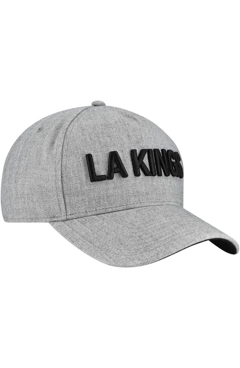 FANATICS Men's Fanatics Heather Gray Los Angeles Kings Elements A-Frame Leather Strapback Hat, Alternate, color, Heather Gray