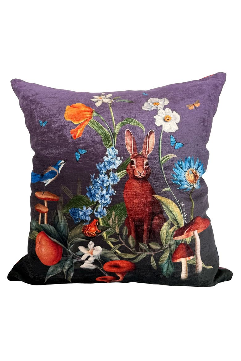 Velvet Pillow - Woodland Rabbit, Main, color, Purple