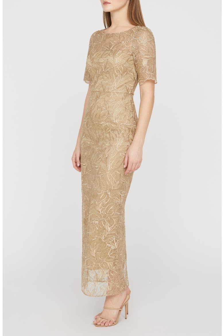 Berlin Embroidered Cocktail Dress, Alternate, color, GOLD