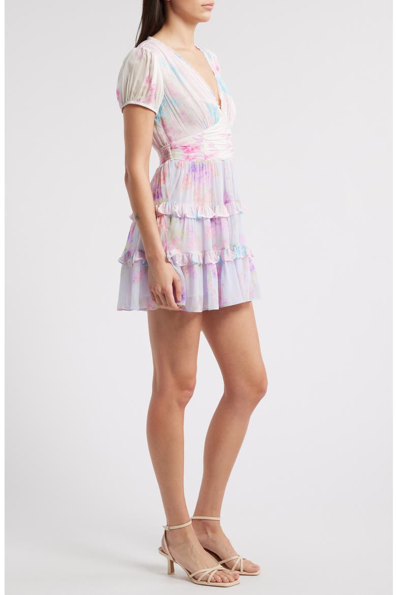 Spirea Tiered Chiffon Minidress, Alternate, color, SUNSET SHORE