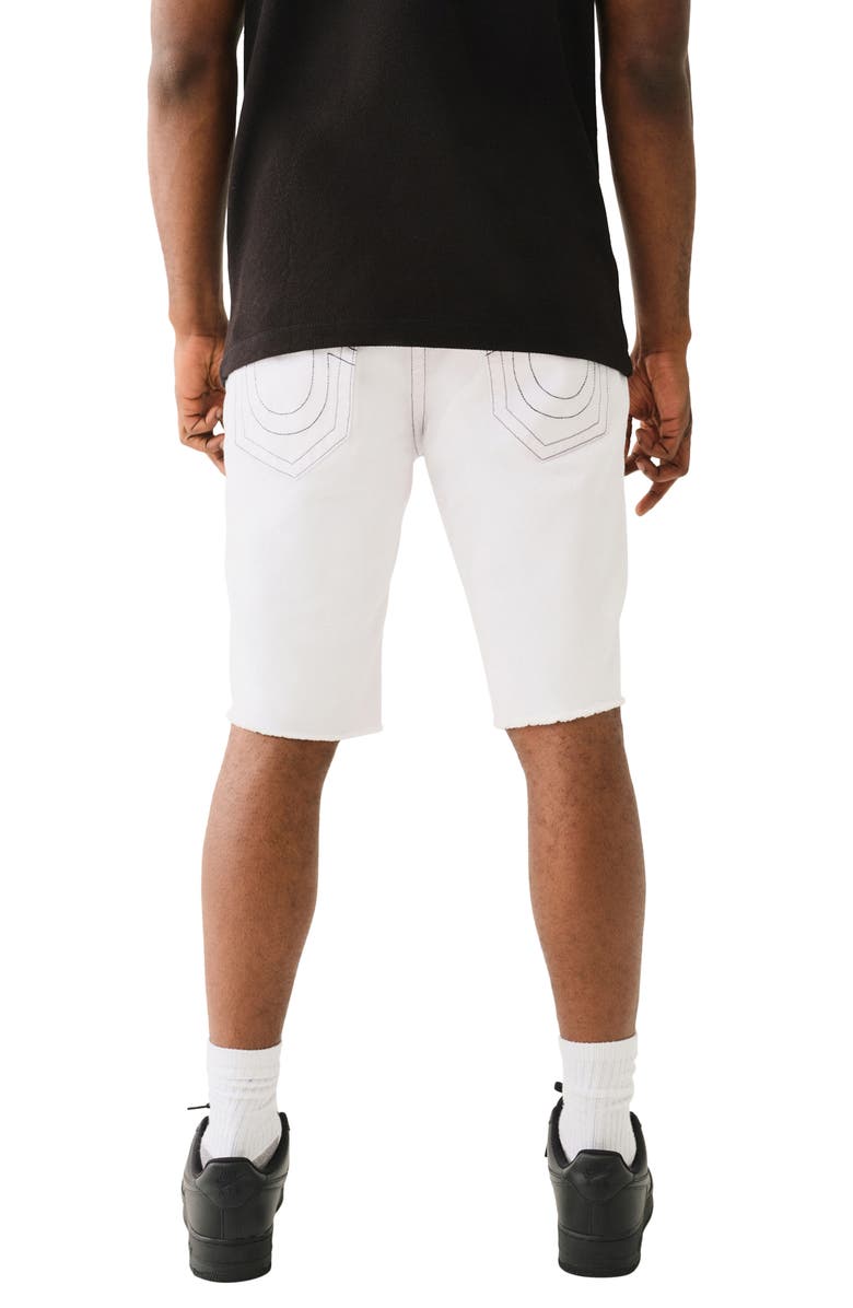 True Religion Ricky Fray Hem Flap Denim Shorts, Alternate, color, Optic White