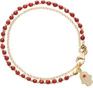 Astley Clarke Gold Fine Biography Red Carnelian Hamsa Hand Bracelet