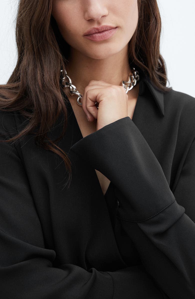 MANGO Long Sleeve Wrap Maxi Shirtdress, Alternate, color, 