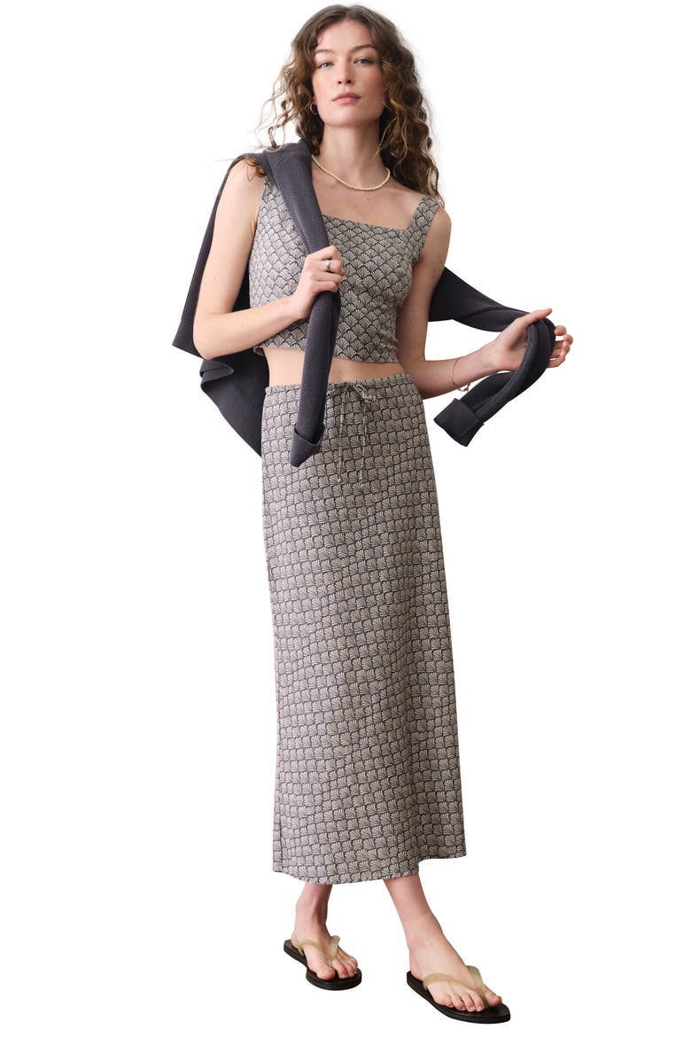 Avery Hemp Blend Midi Skirt, Alternate, color, NAVY SEASHELL