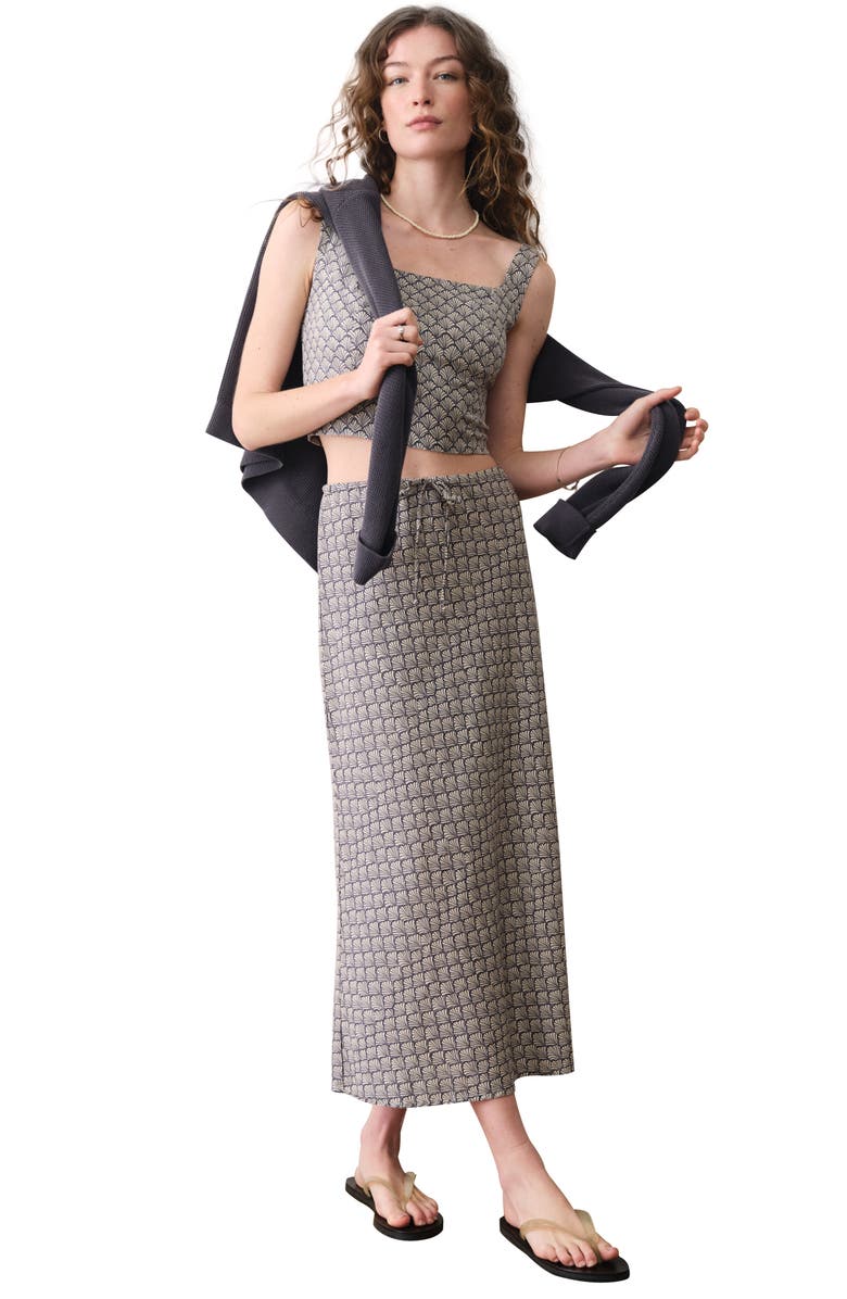 Marine Layer Avery Hemp Blend Midi Skirt, Alternate, color, Navy Seashell