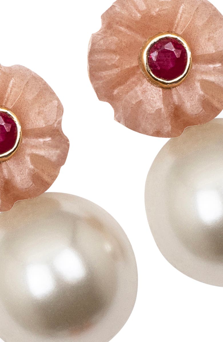 Jennifer Behr Libby Faux Pearl Earrings, Alternate, color, Peach Moonstone
