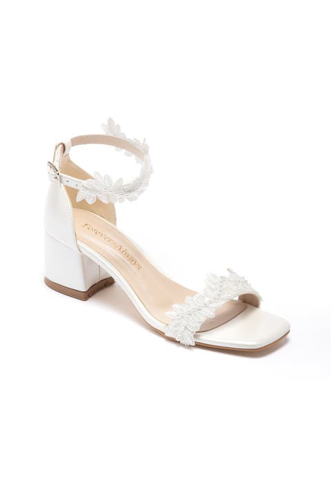 Elodie Bridal Lace Block Heel Sandal
