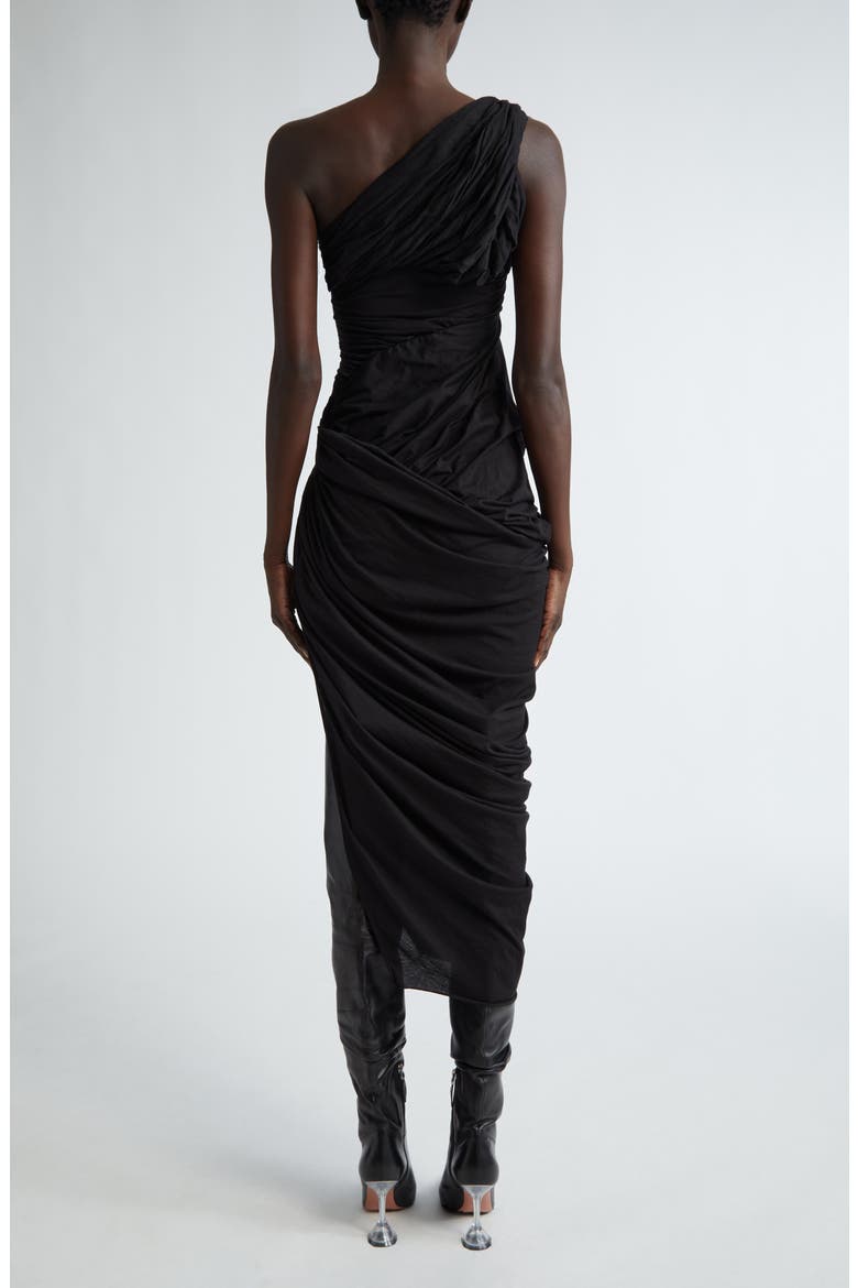 Lido Draped One-Shoulder Cotton Jersey Gown, Alternate, color, 09 BLACK