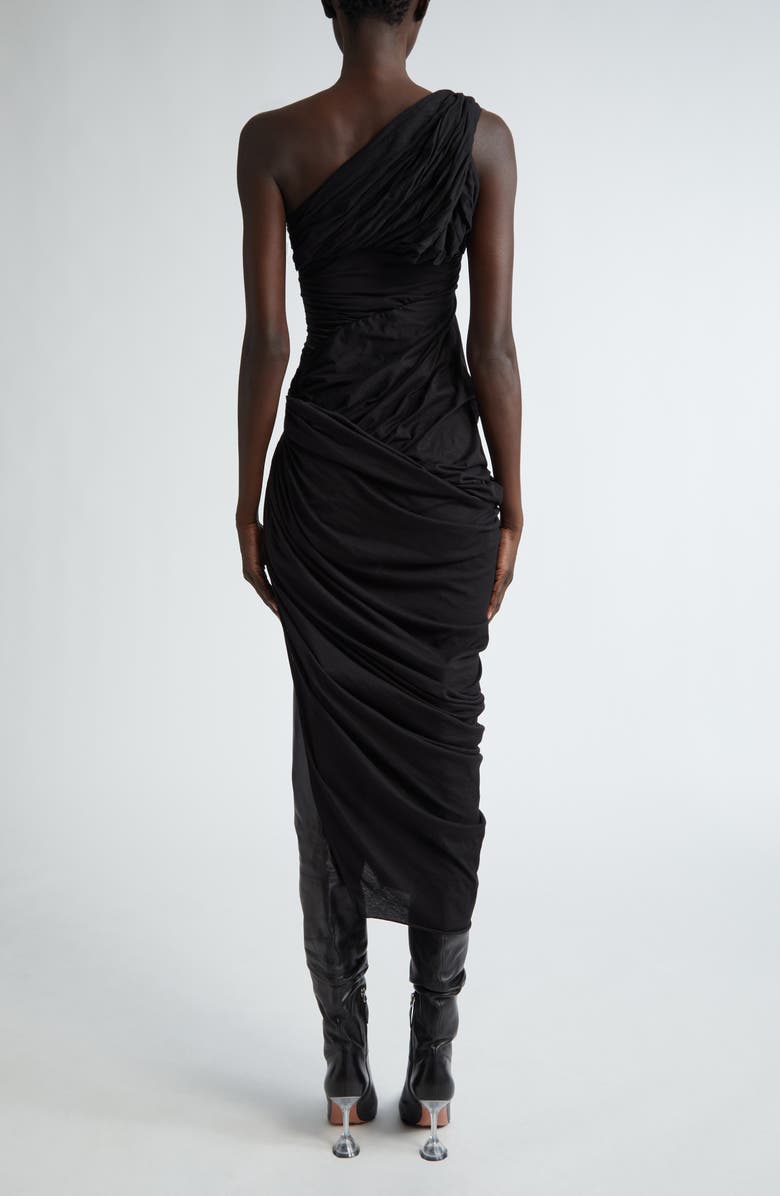 Rick Owens Lido Draped One-Shoulder Cotton Jersey Gown, Alternate, color,