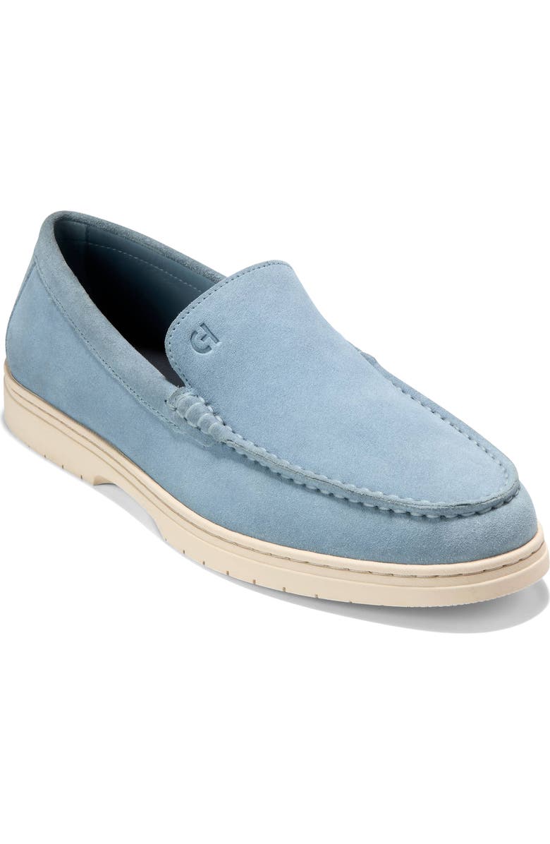 Cole Haan Greenwich Grand Venetian Loafer, Main, color, Dusty Blue Suede / Ivory