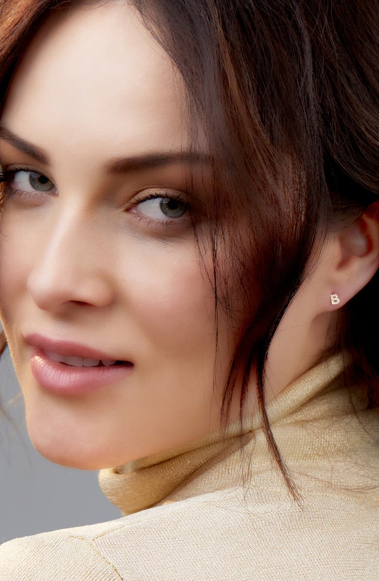 Bony Levy Icon Diamond Initial Single Stud Earring, Alternate, color, 18K Yellow Gold - B