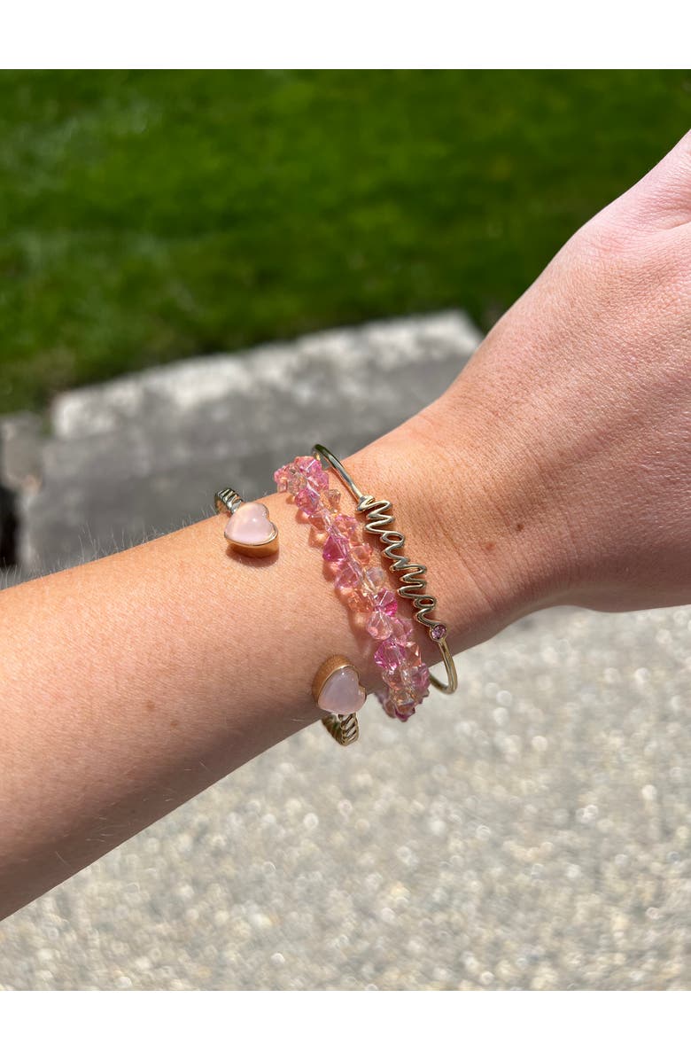 Alex and Ani 'Mama' Pink Beaded Bangle Set of 3, Alternate, color, Gold