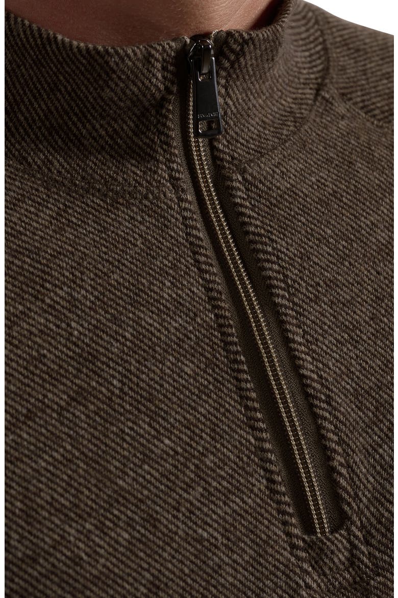 Brushed Cotton Blend Quarter Zip Pullover, Alternate, color, MOCHA
