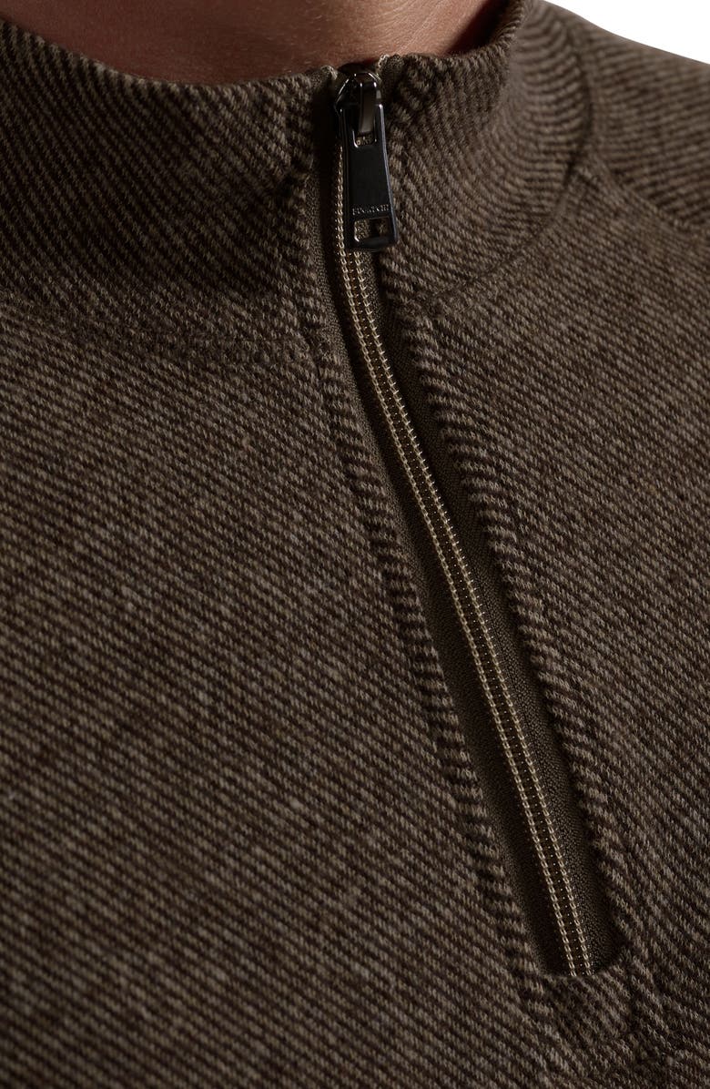 Bugatchi Brushed Cotton Blend Quarter Zip Pullover, Alternate, color, Mocha